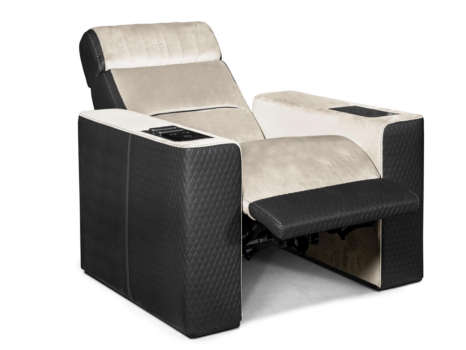 DUSTIN Home Theater velvet and leather armchair