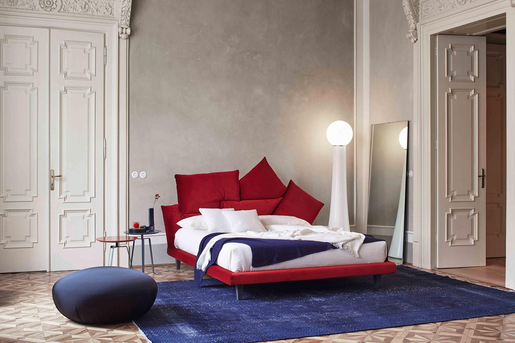 PICABIA Fabric double bed with upholstered headboard