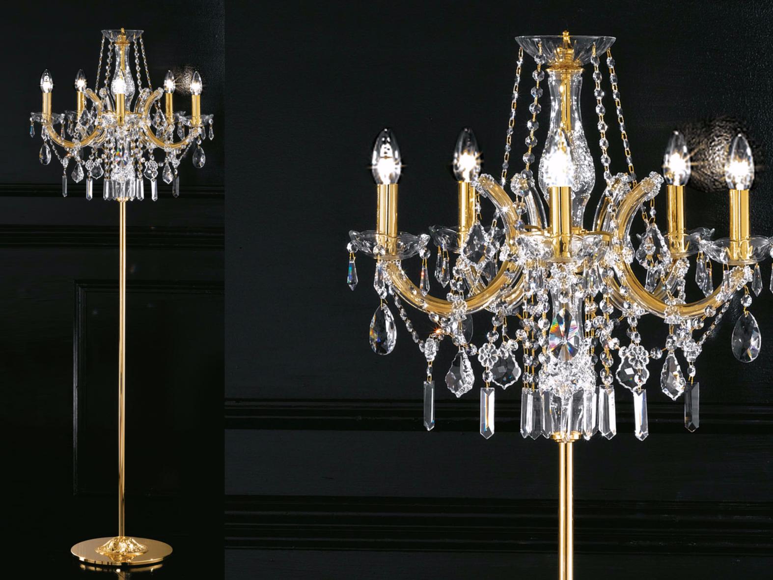 MARIA TERESA VE 942 STL5 Incandescent metal floor lamp with crystals