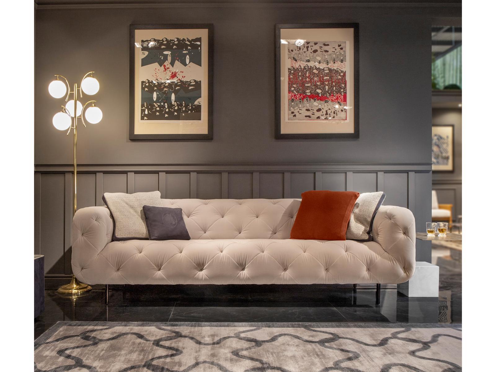 OVERSEAS/B Tufted 3 seater velvet sofa