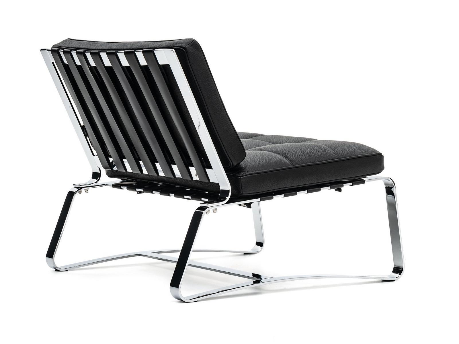 DELAUNAY QUILT Sled base tufted leather armchair