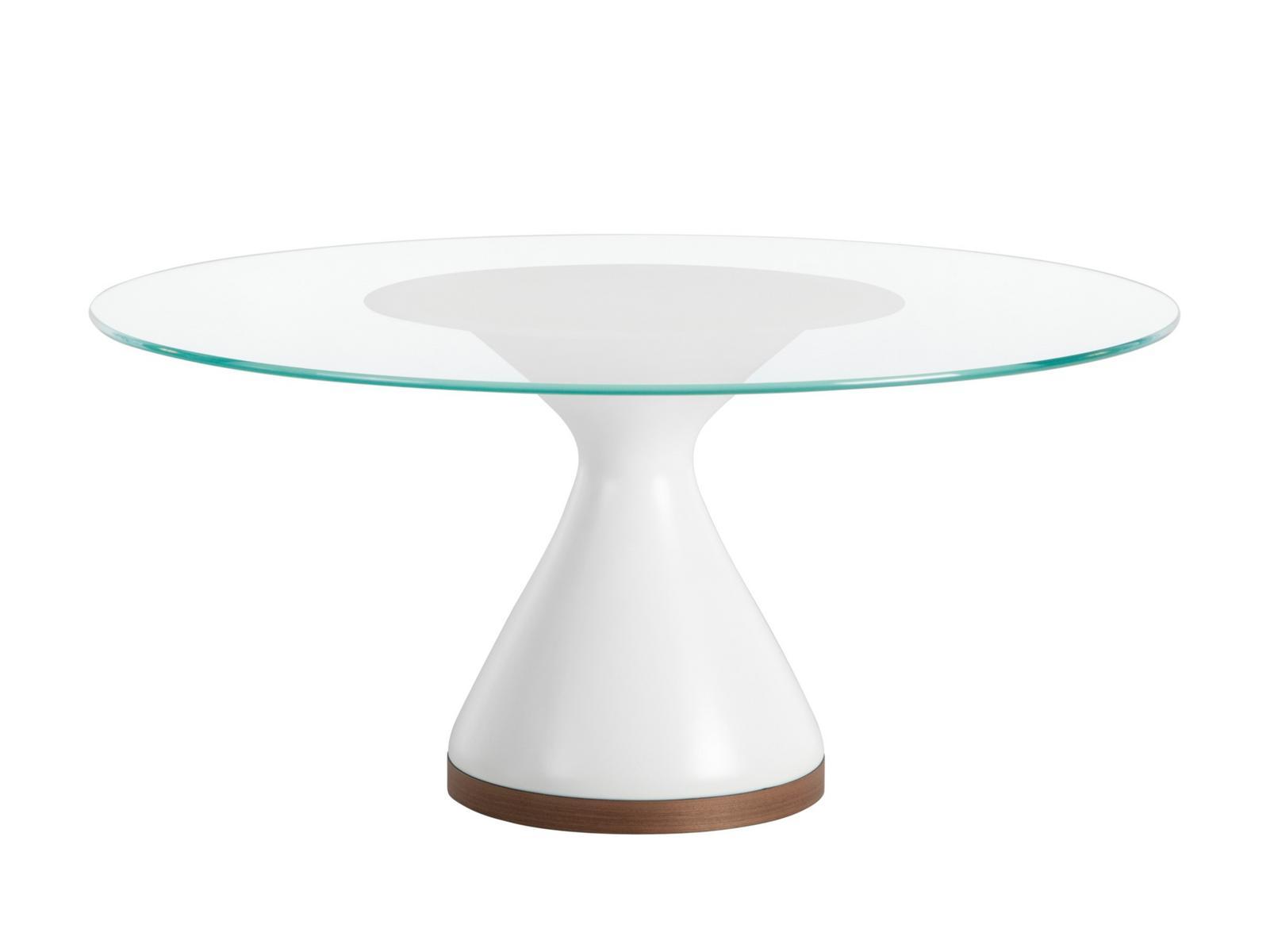 DOLLY Round glass table and base in agglomerated marble