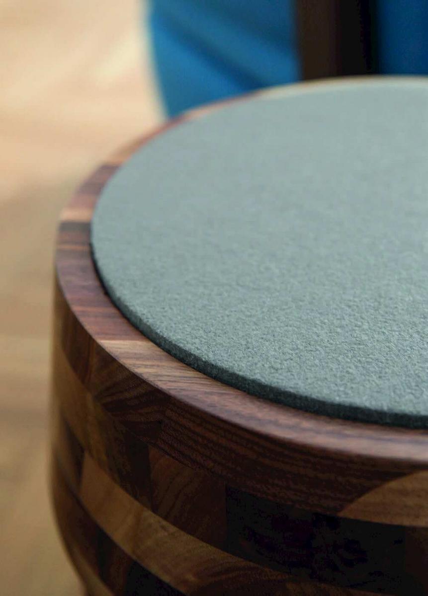 BOUCHON Low wooden stool with integrated cushion