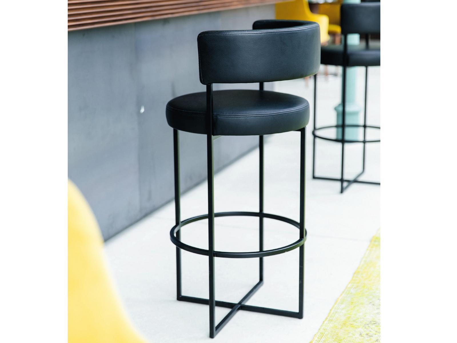 SIRIO High leather stool and metal frame