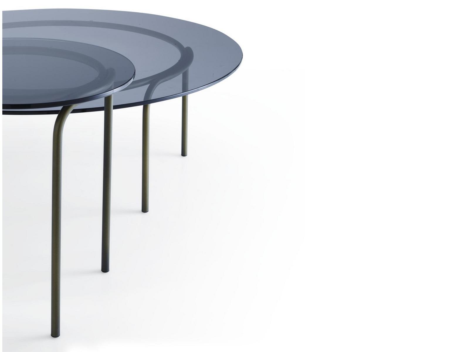 LIAM Low round tempered glass coffee table