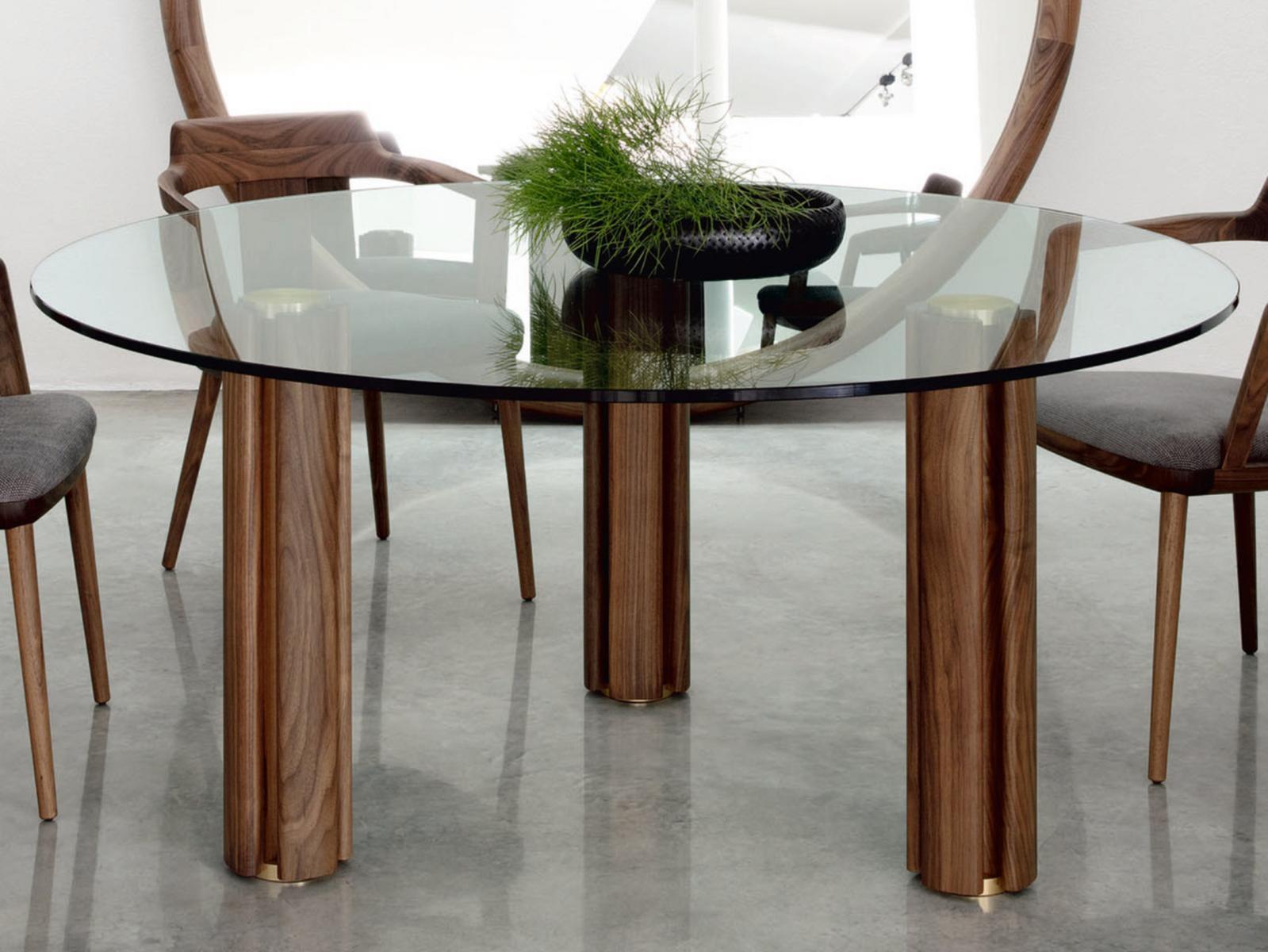 QUADRIFOGLIO 3 Round crystal dining table and crystal top