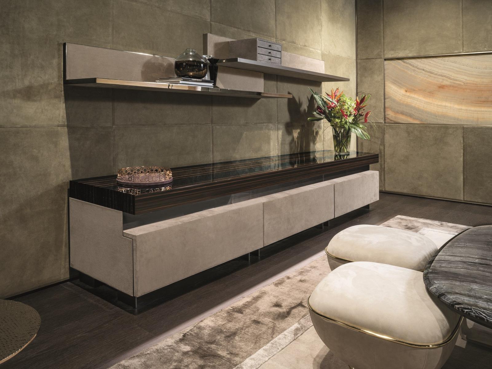 TERRANCE Leather sideboard with doors