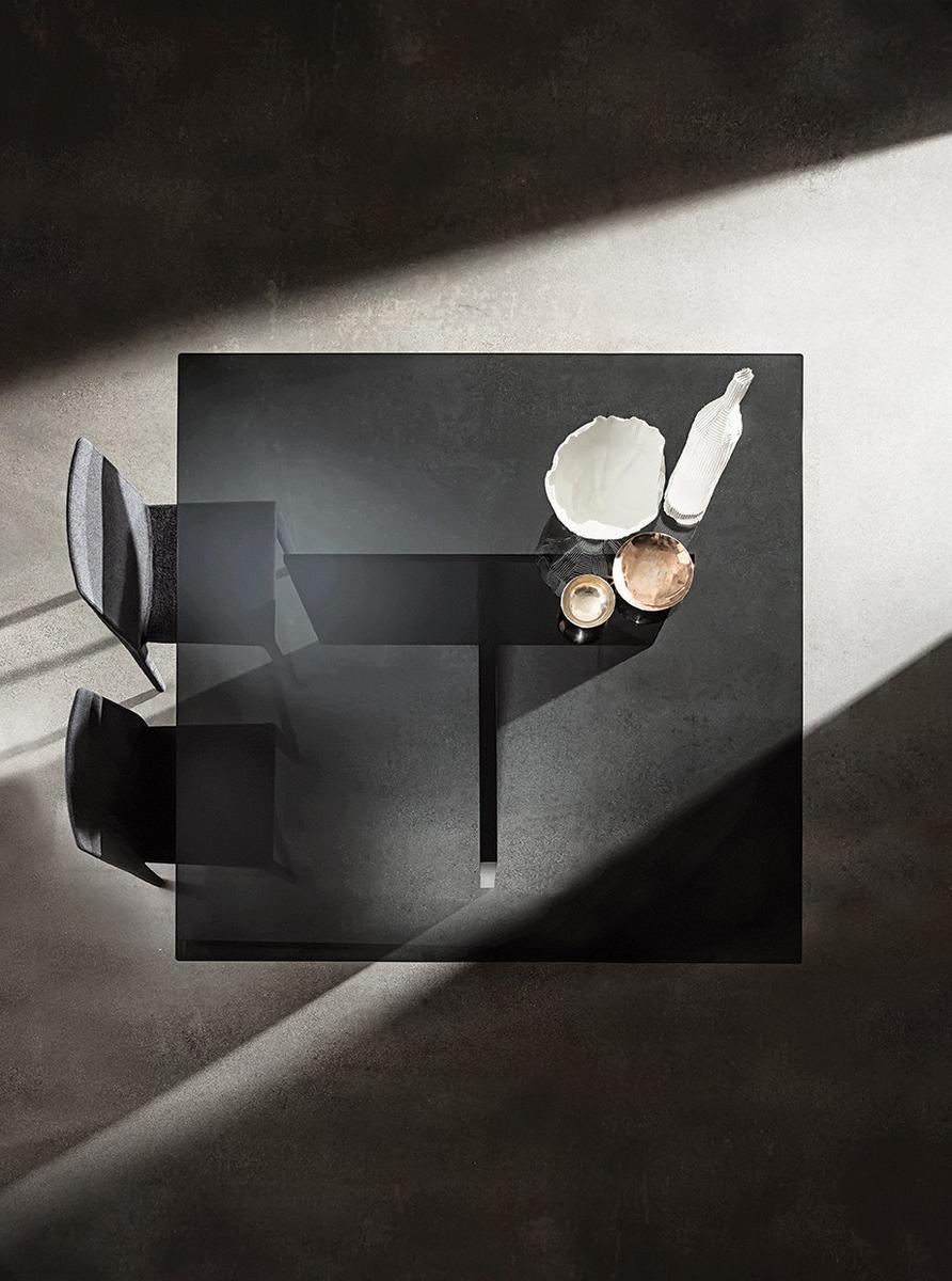 REGOLO Square wood and glass table