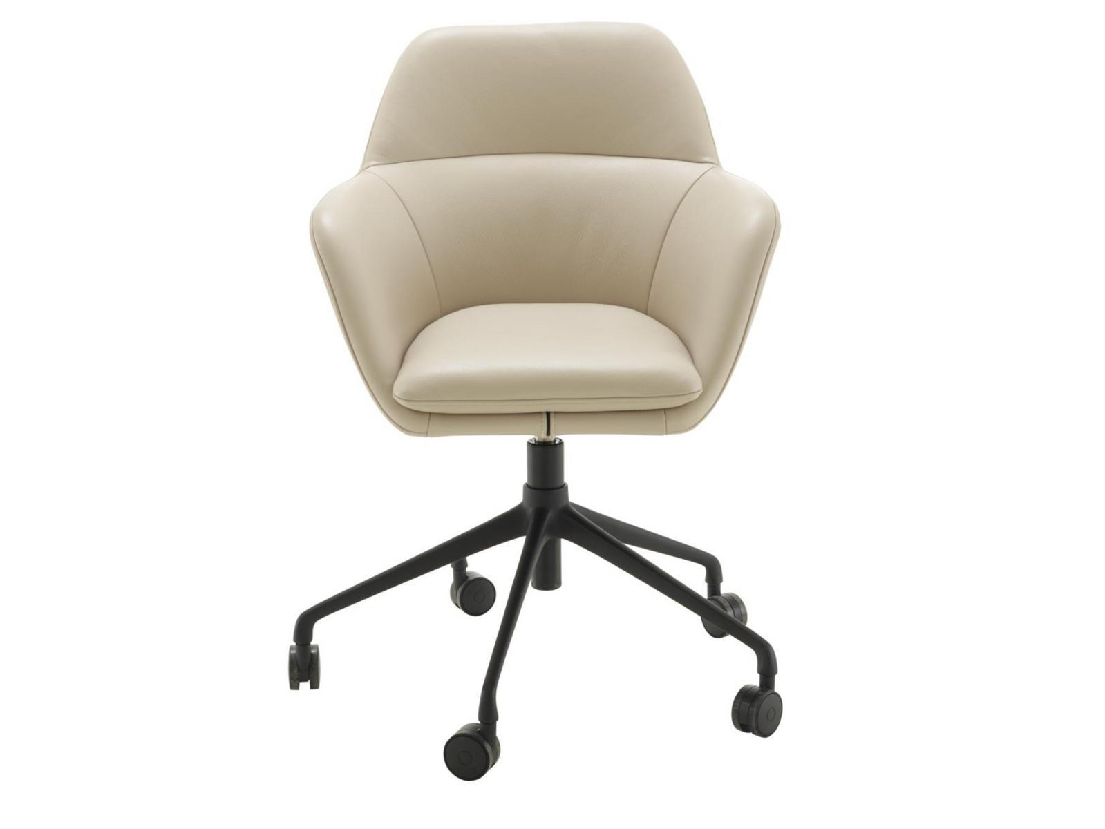 AMÉDÉE Height-adjustable leather office chair with 5-Spoke base with armrests