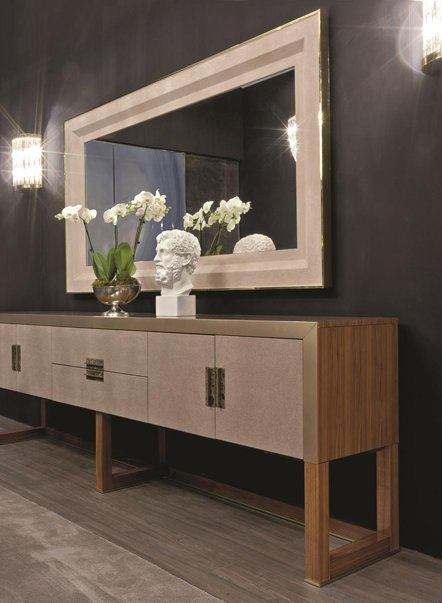 ADONE Rectangular leather mirror