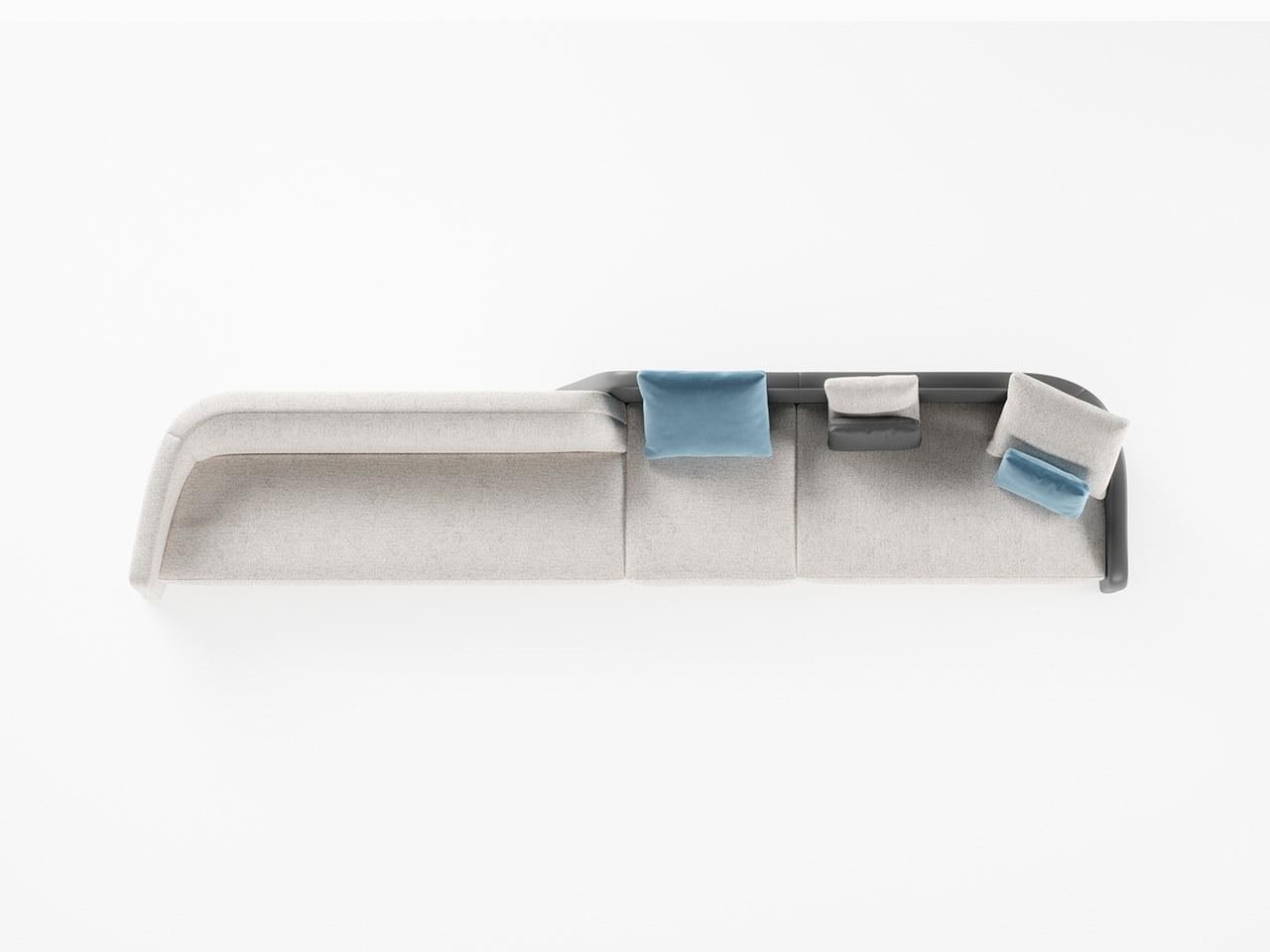 STRATUM Modular leather and fabric sofa with removable cover