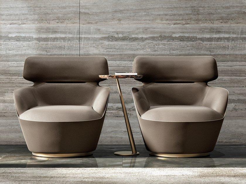 RICHMOND UPON THAMES Upholstered leather armchair with armrests