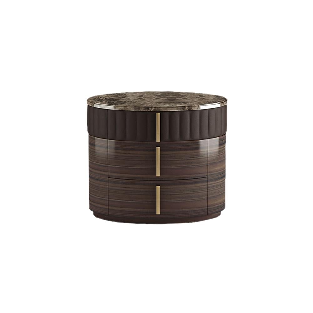 DOUBLE C Rounded nabuk bedside table with drawers