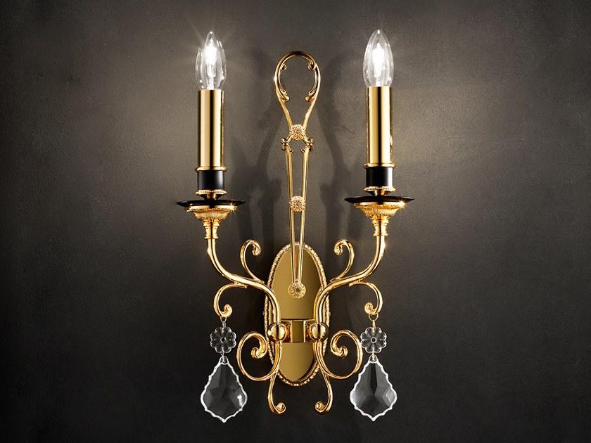 ODESSA A2 Incandescent brass wall lamp with crystals