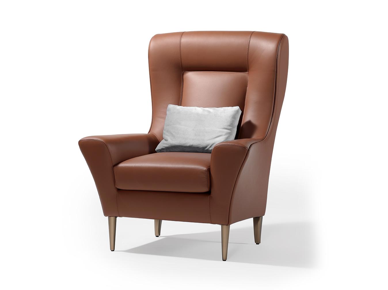 BERGERE Bergere leather armchair with armrests