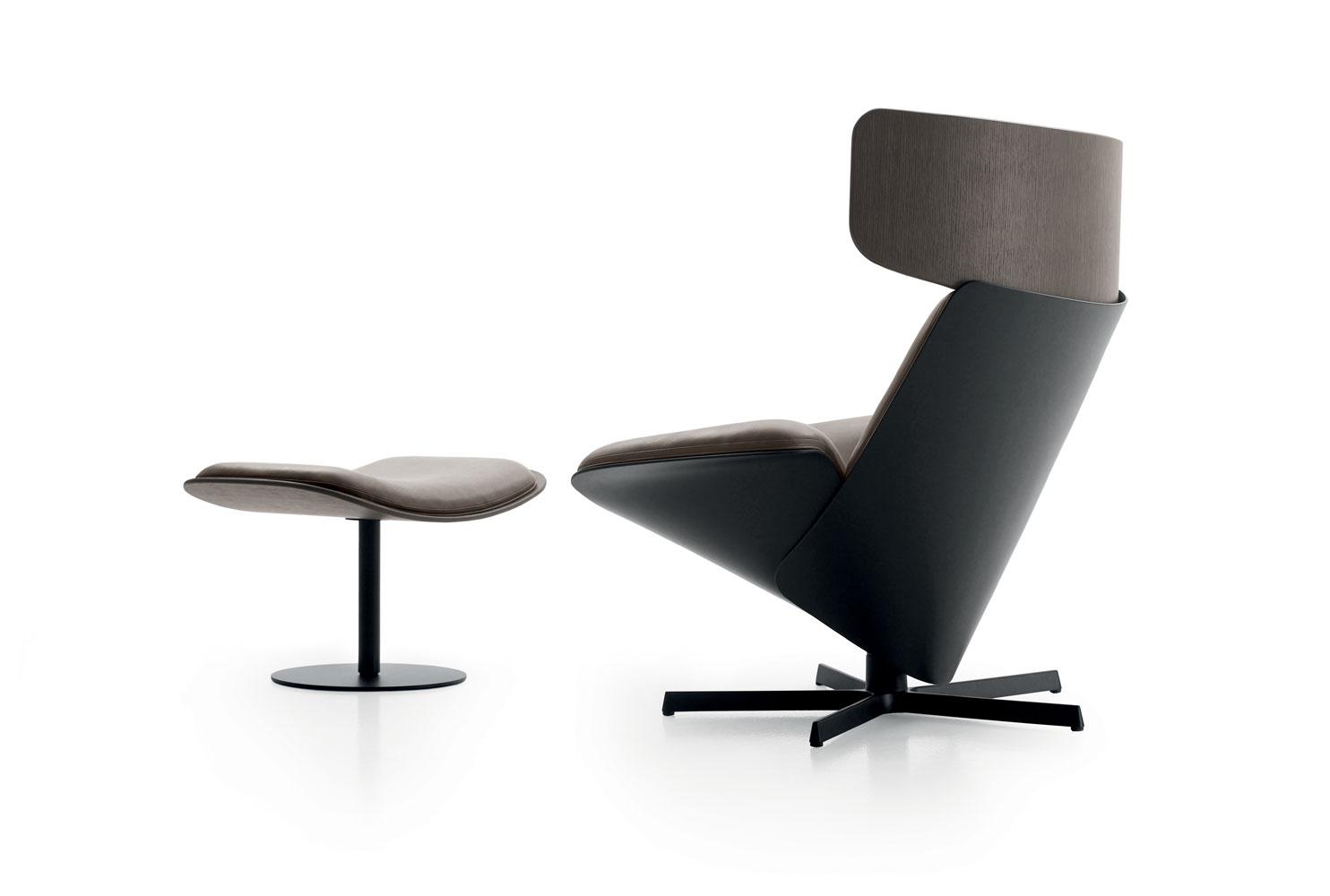 ALMORA Swivel armchair with 5-spoke base with headrest