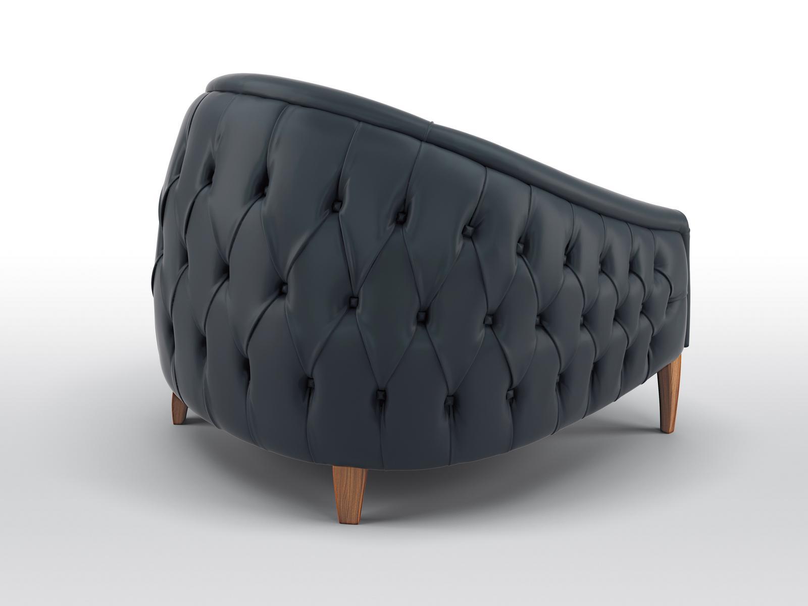 MARYLOU Tufted leather armchair with armrests