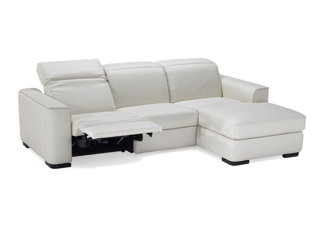 DIESIS 3 seater leather sofa bed with chaise longue