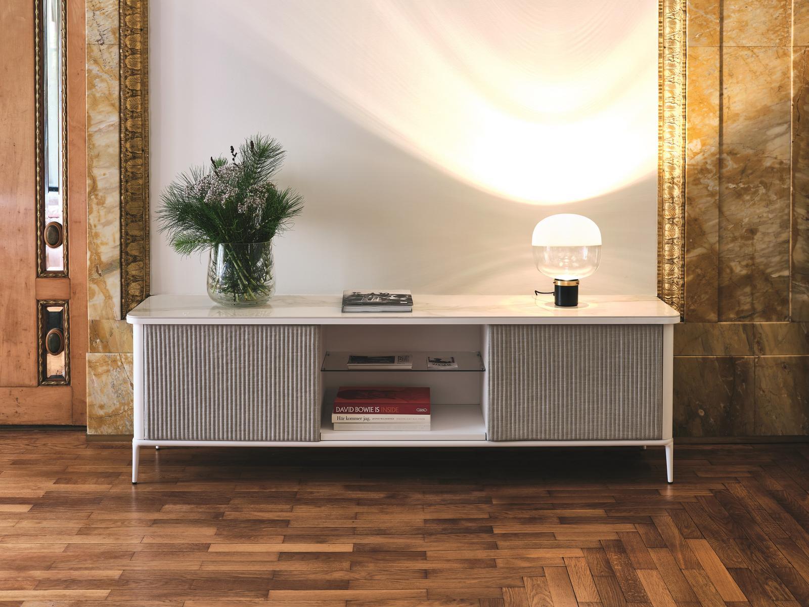 LEA Wooden sideboard with hinged doors and ceramic top