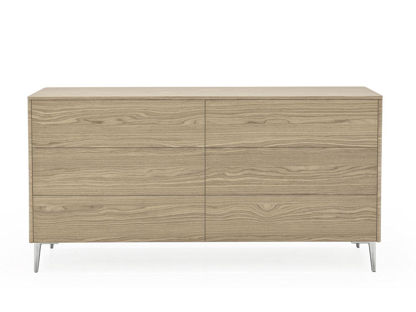 BOSTON Wood veneer chest of drawers