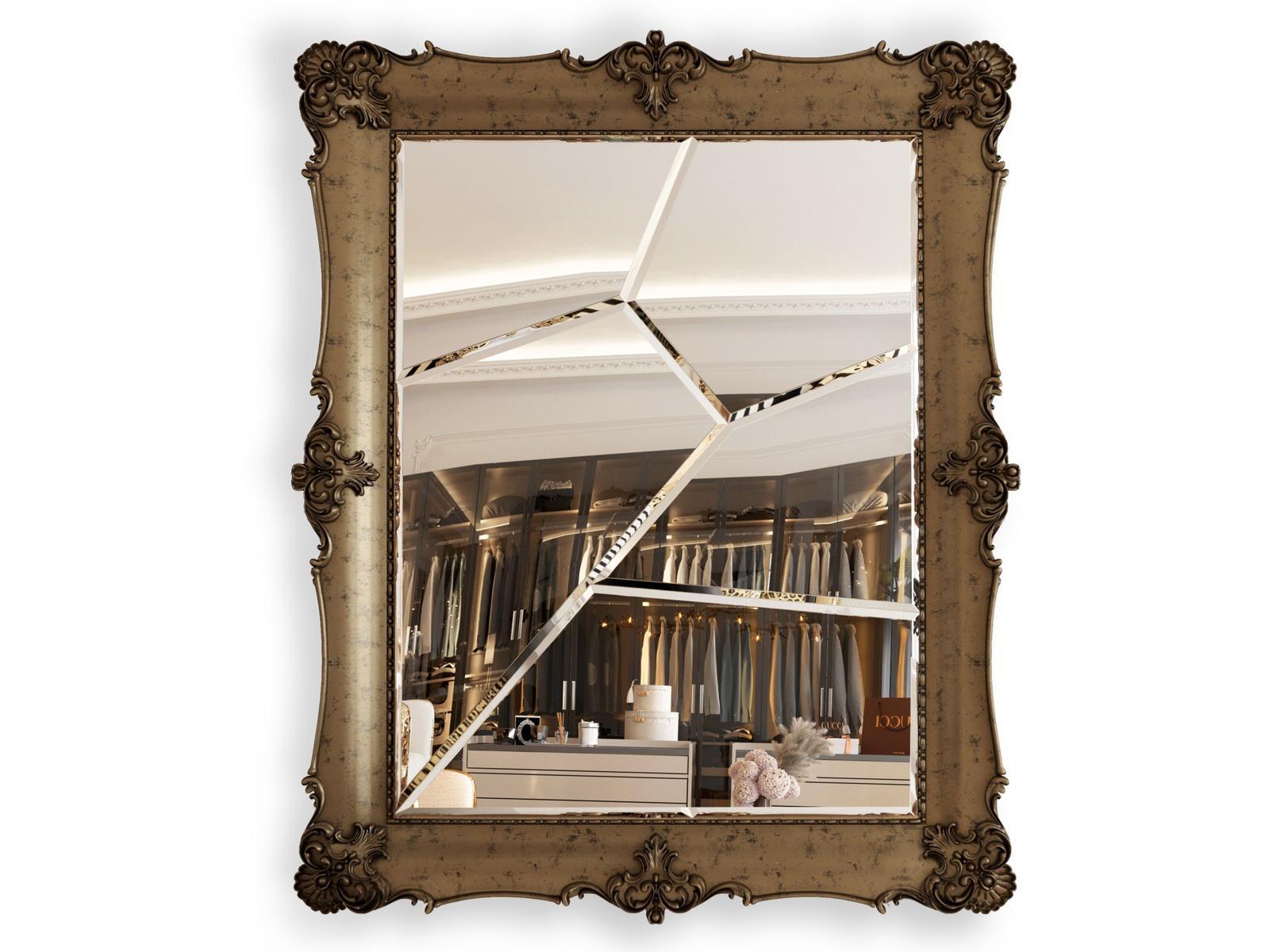D. DINIS FRAGMENTED Freestanding rectangular framed wood and glass mirror
