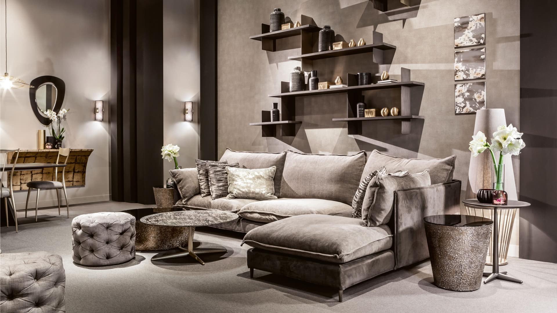 GEORGE Tufted round velvet pouf