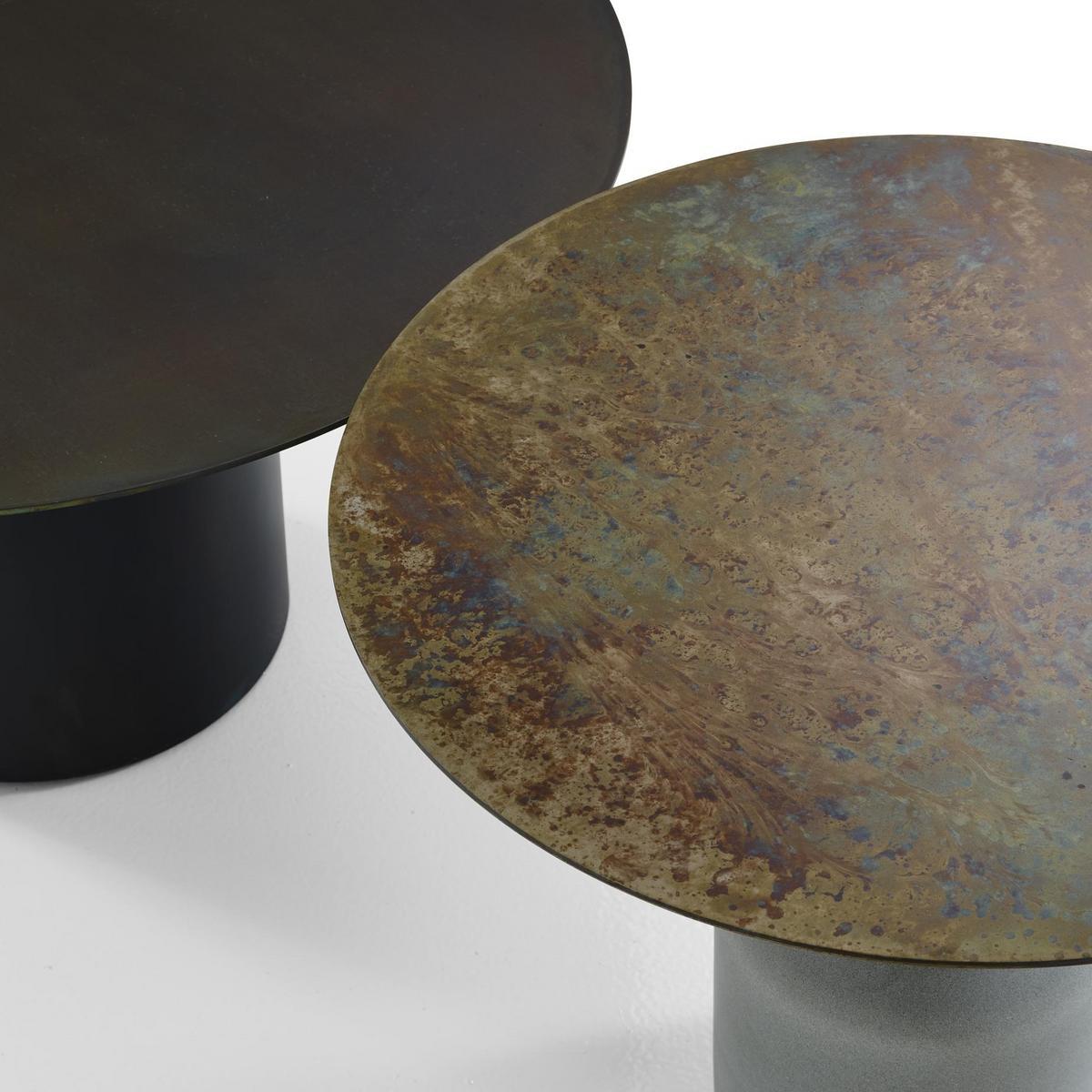 OXYDATION Low round steel coffee table