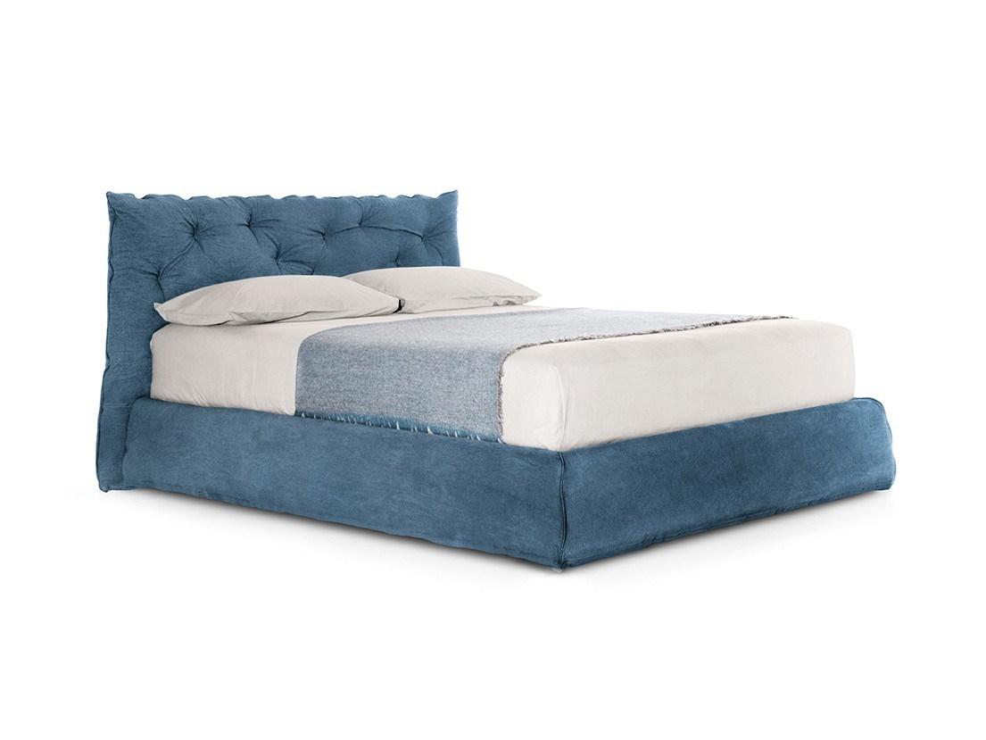 IMPUNTO Upholstered fabric double bed with tufted headboard