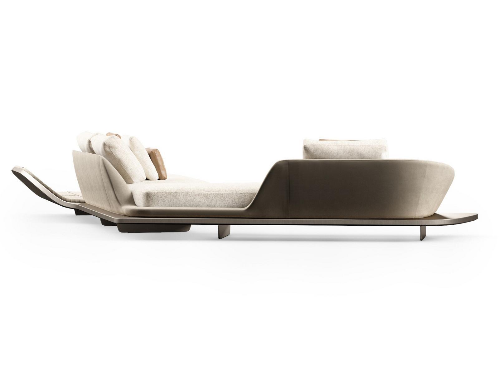 SEGNO Leather sofa with chaise longue