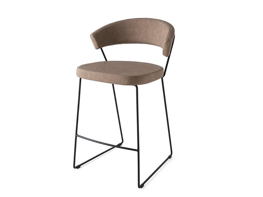 NEW YORK High Imitation leather stool with back