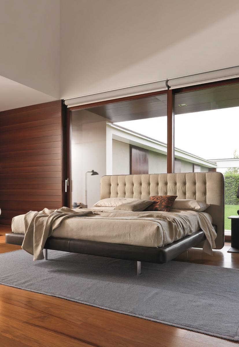 DEDALO UP Double bed with upholstered headboard