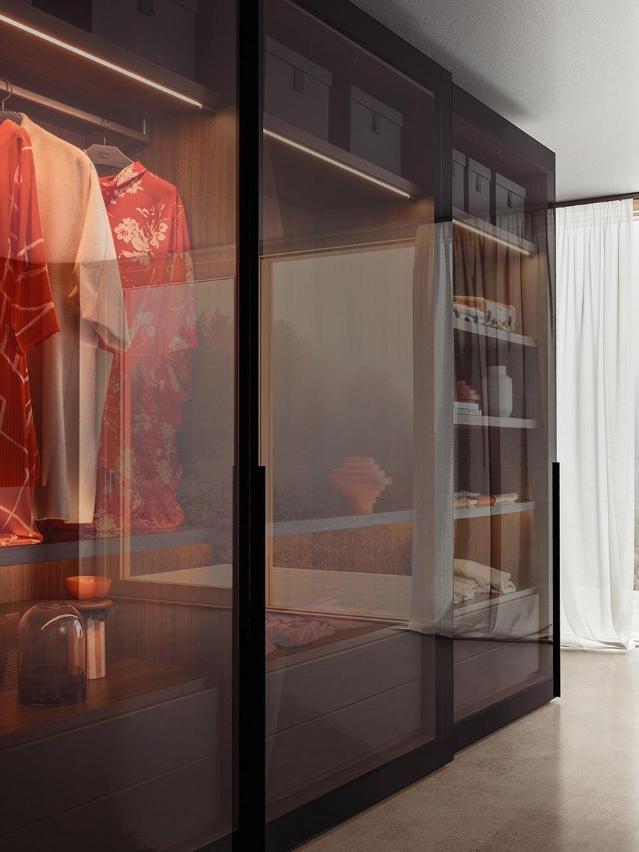 VITRUM Wood and glass wardrobe