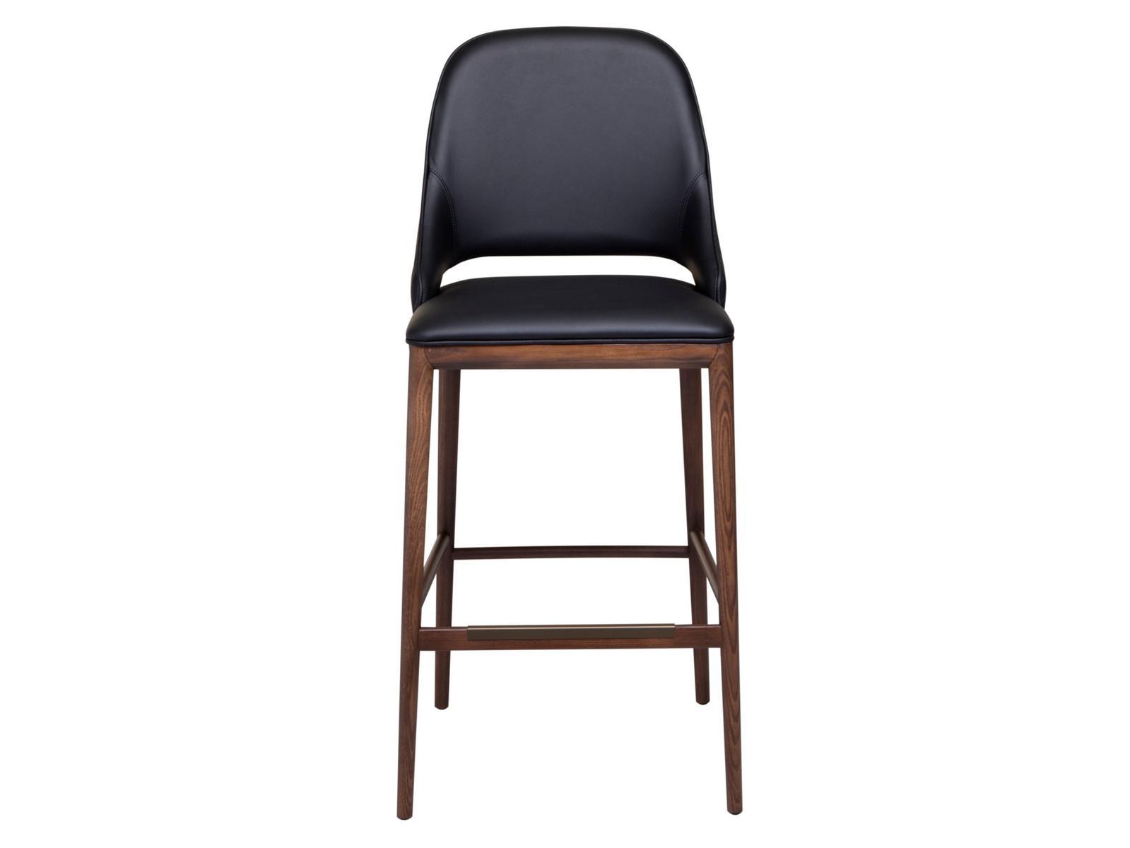 MALVA ÉLITE High stool in leather and walnut base