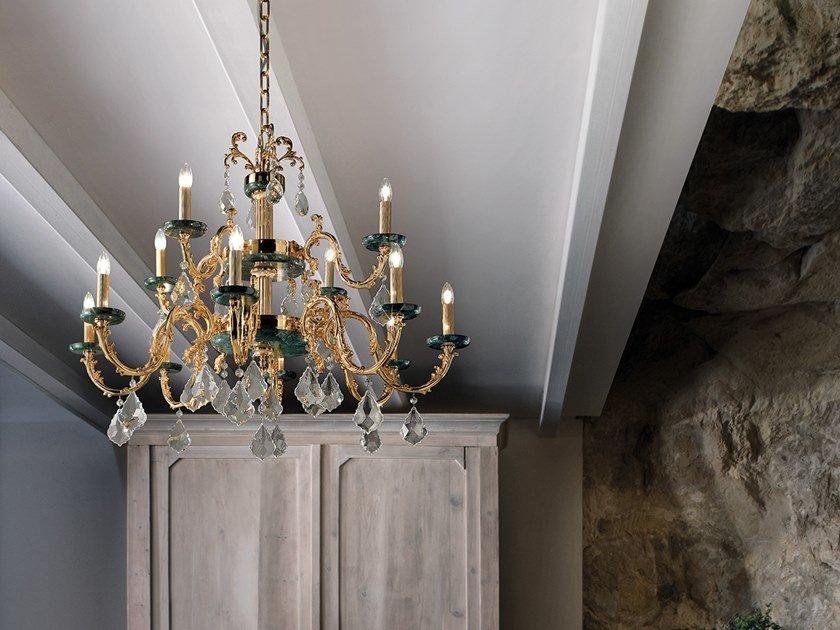 ETERNITY 8+4 / 6+3 Incandescent brass chandelier with crystals