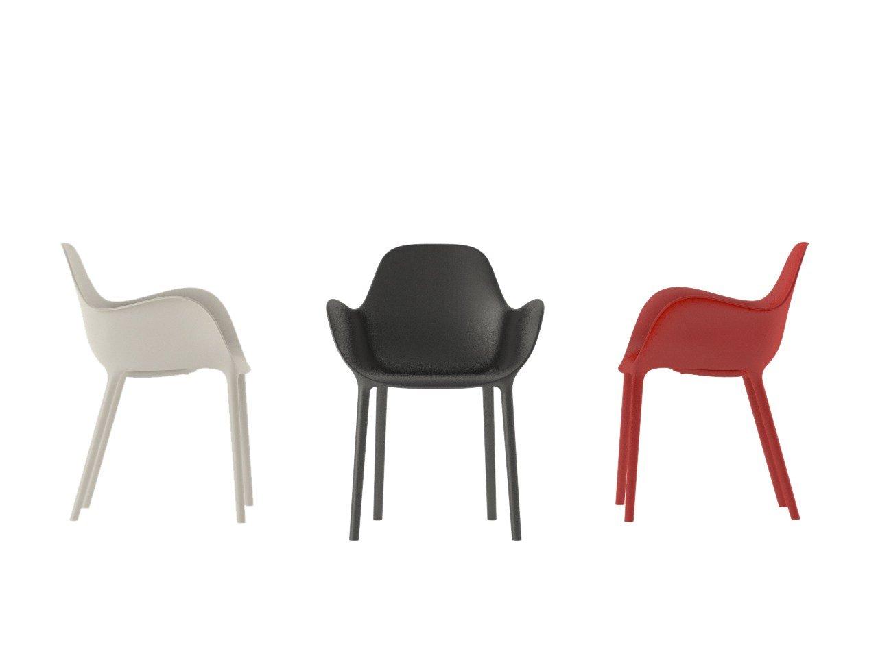 SABINAS Stackable polypropylene chair with armrests