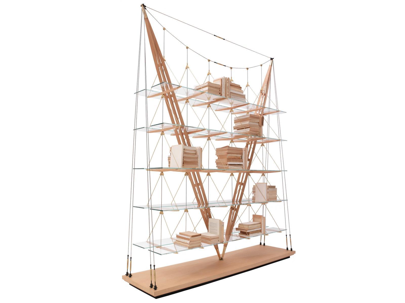 838 VELIERO Wood and glass bookcase