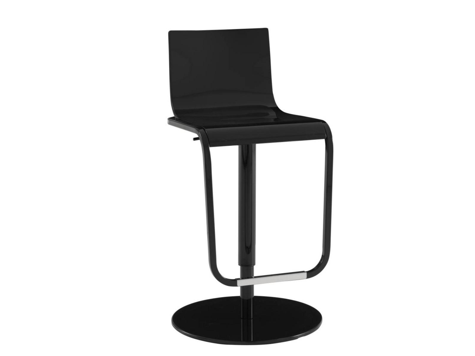JOLIE Height-adjustable steel and wood stool with footrest
