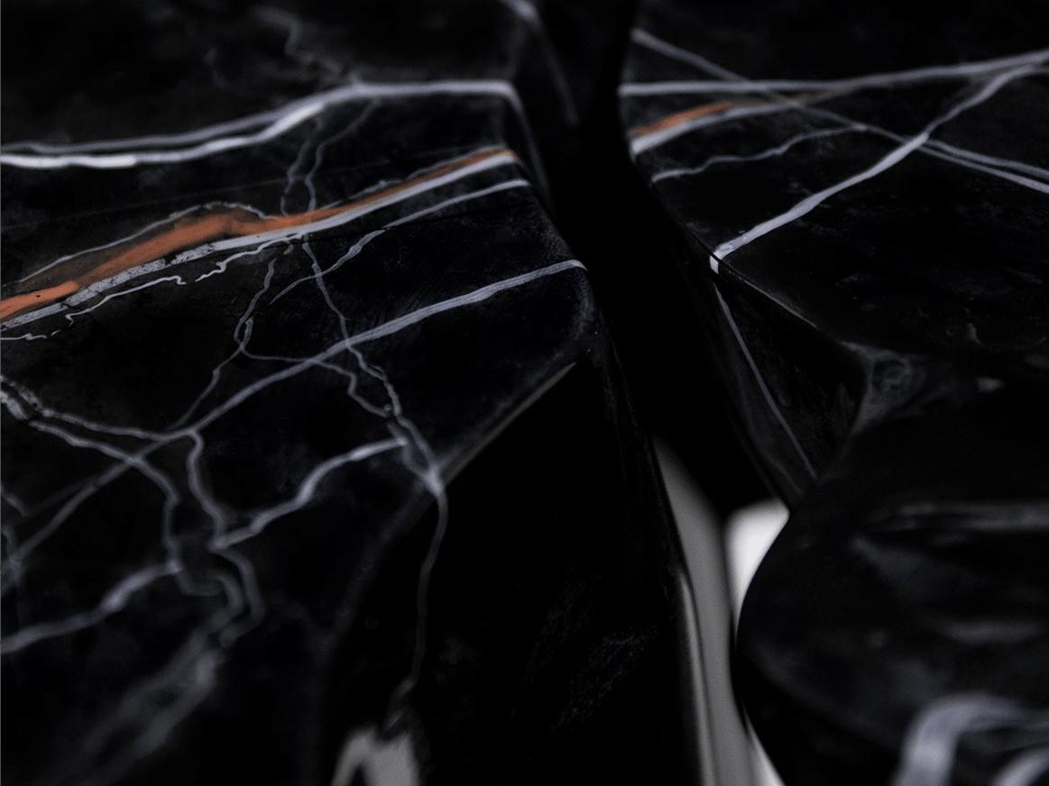 MONOCHROME FAUX-MARBLE Resin console table