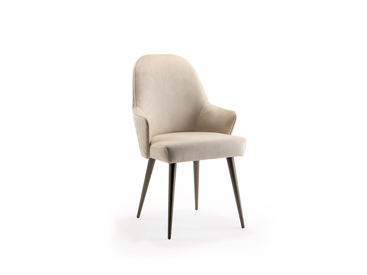 LUDWIG Upholstered leather chair with armrests