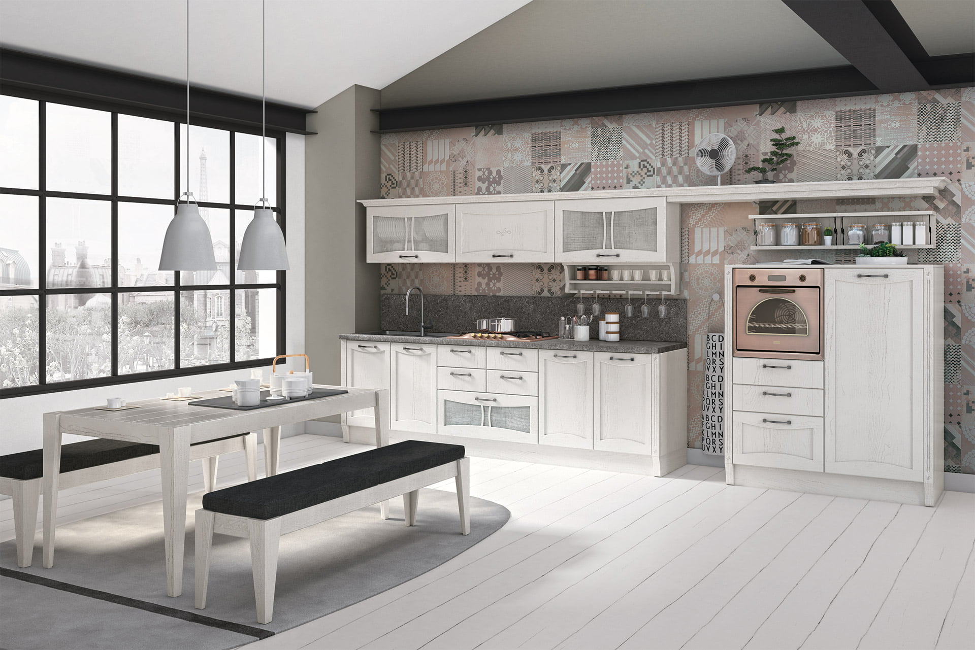 Wood kitchen with handles Creo kitchens Aurea