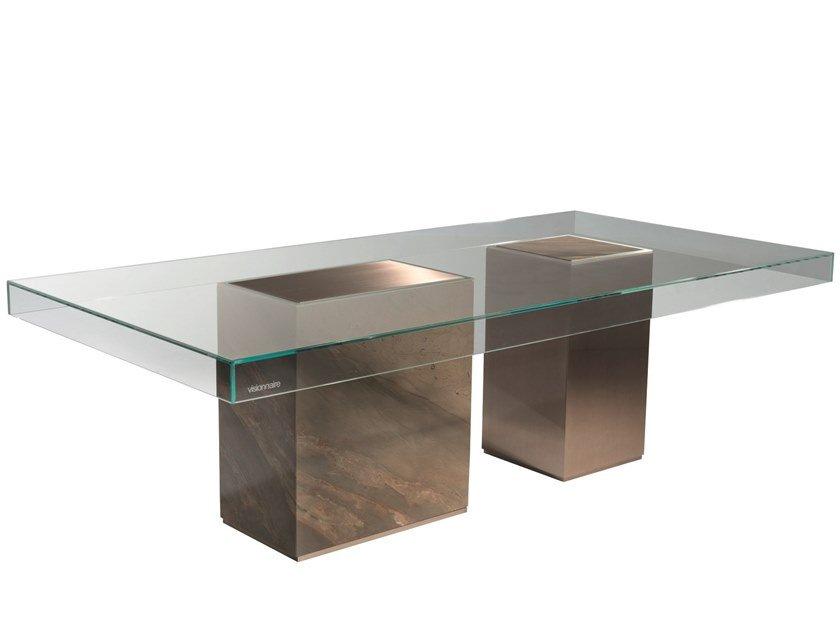 MARTY Rectangular glass dining table