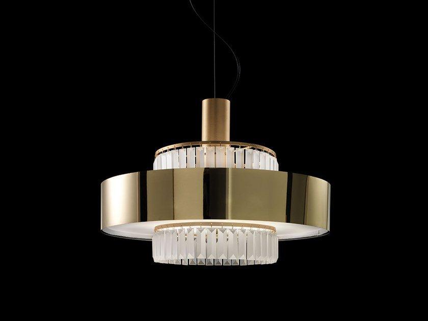 CRONO 734/60 LED satin glass pendant lamp with crystals