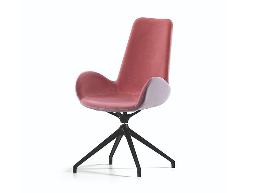DALIA PA X Swivel trestle-based fabric chair with armrests