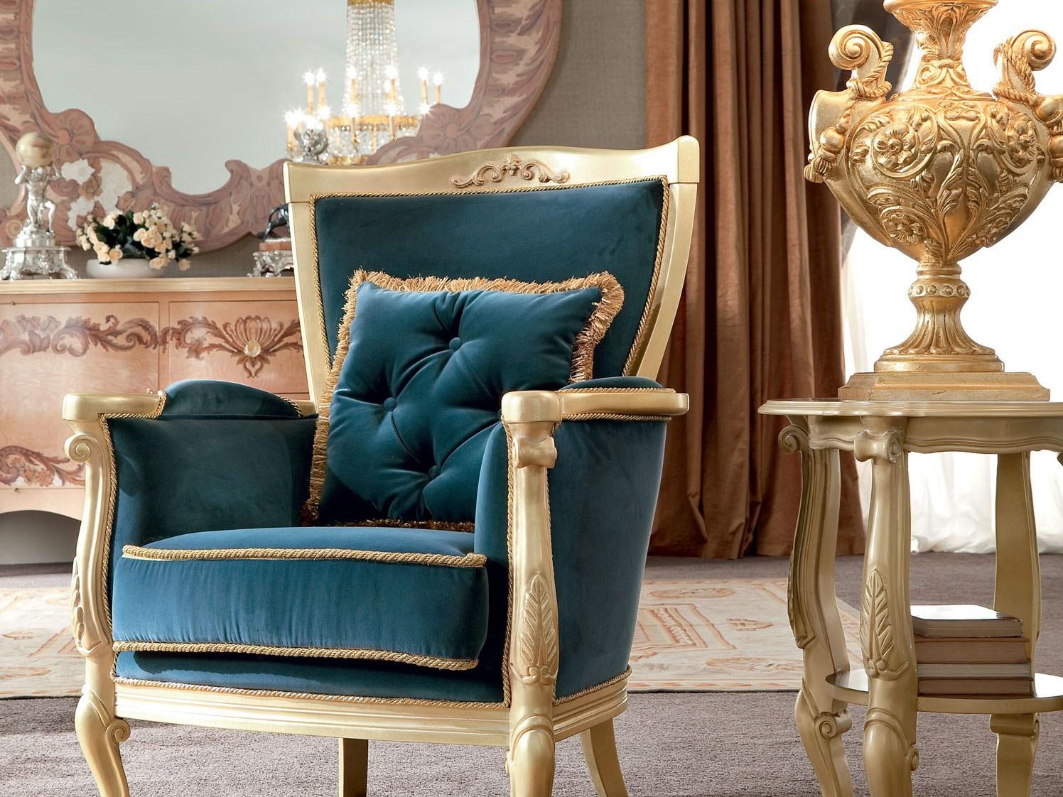 13427 Velvet armchair with armrests