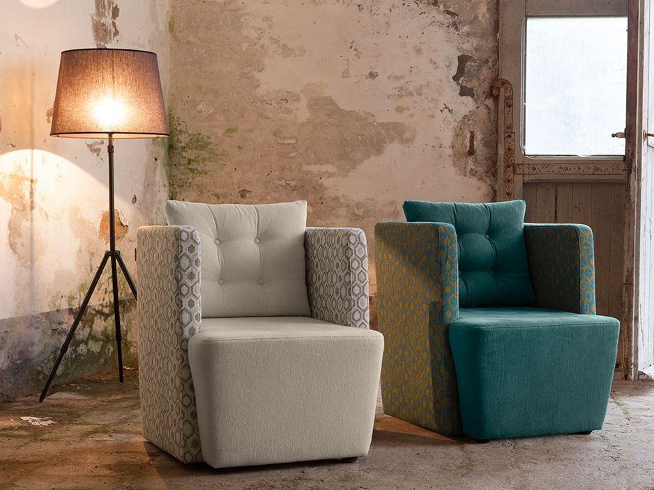 ARTIBELLA Upholstered fabric armchair with armrests