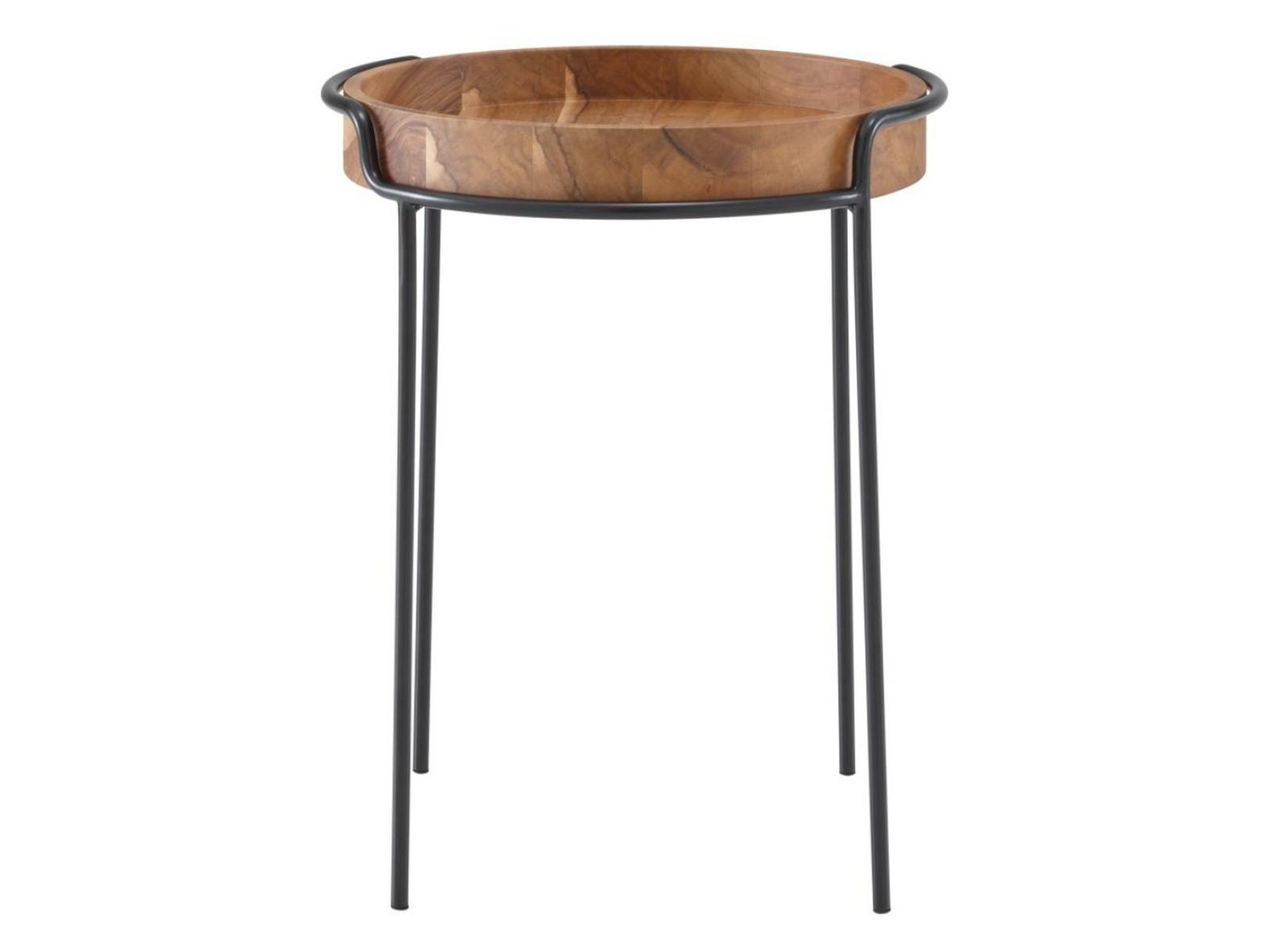 MAZARGUES Round steel and wood coffee table