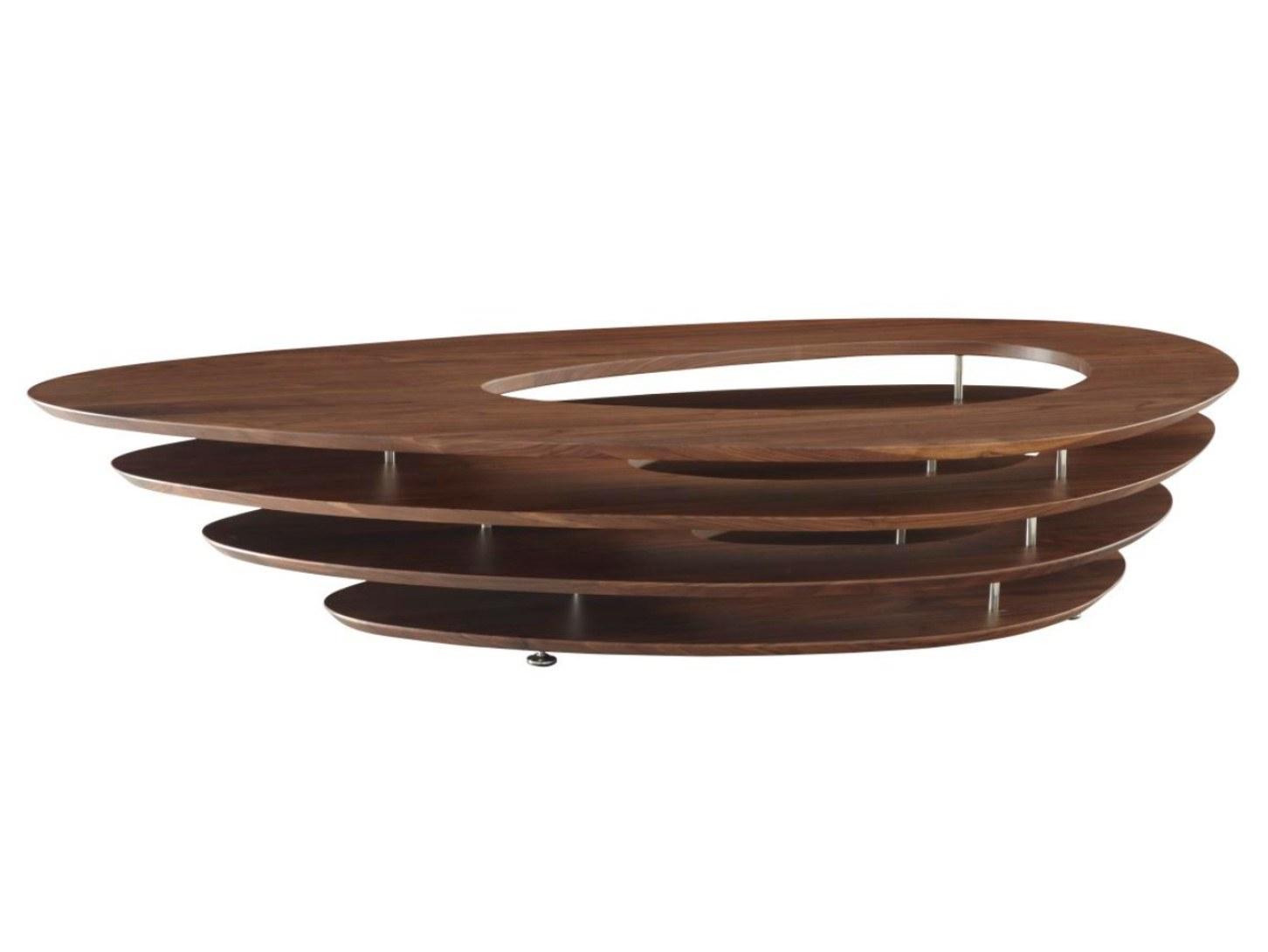 INTERSTICE Low walnut coffee table