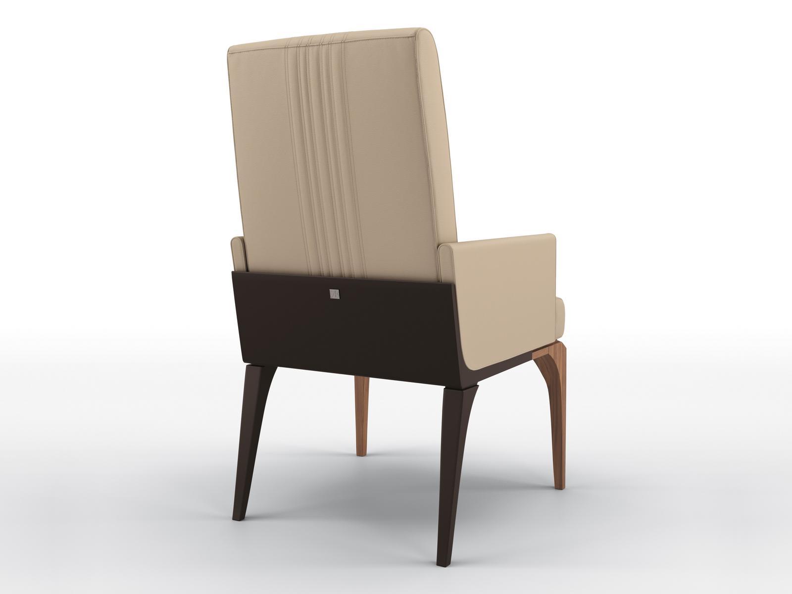 SUNRISE Upholstered leather chair with armrests