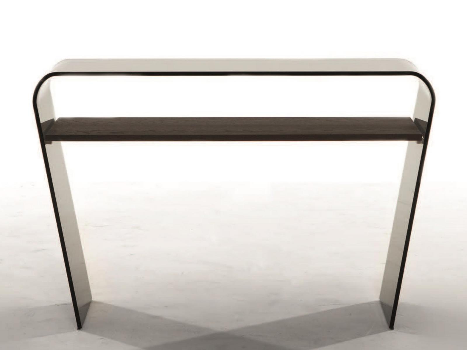 ALTAMURA Rectangular glass console table with shelving