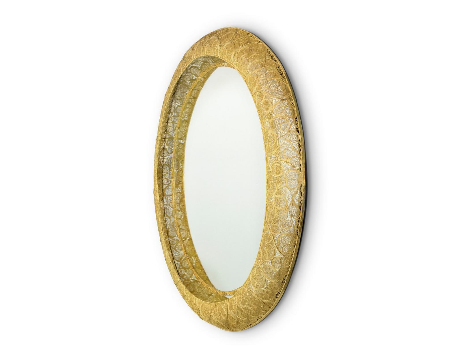 RING FILIGREE Round framed wall-mounted mirror